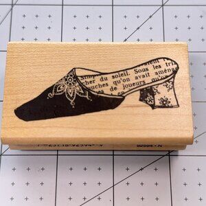 Dawn Houser Fashion Shoe Rubber Stamp 92594 French Words Slide Mule Heel Craft